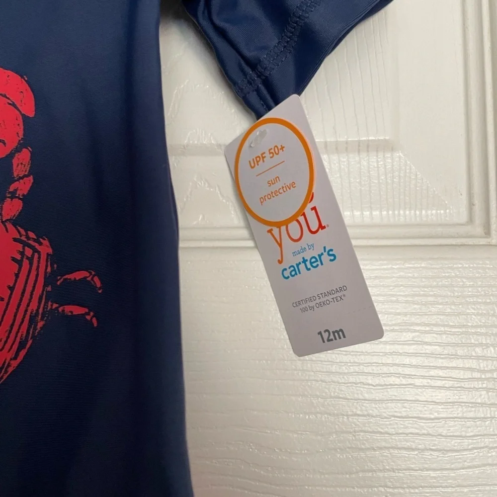 Carter's Navy and Red Crab Swim Set NWT 9-12 month size